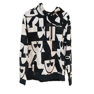 Under Armour Rival Fleece Macro Branded Black and White Graphic Hoodie s…